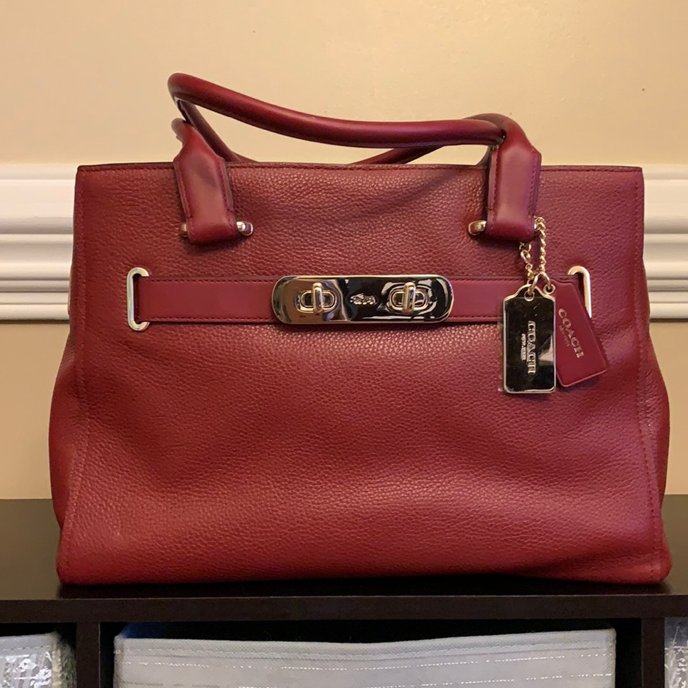 Coach, LIBCY/ Black Cherry Leather Bag